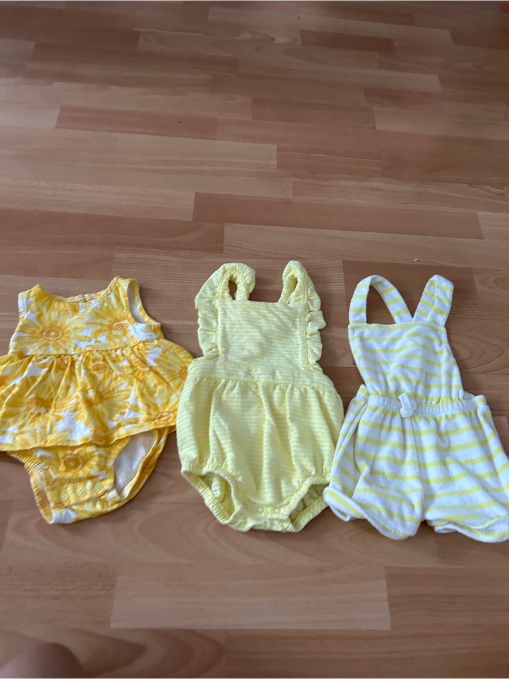Carter's Yellow Baby Girls 3-Piece Romper Set